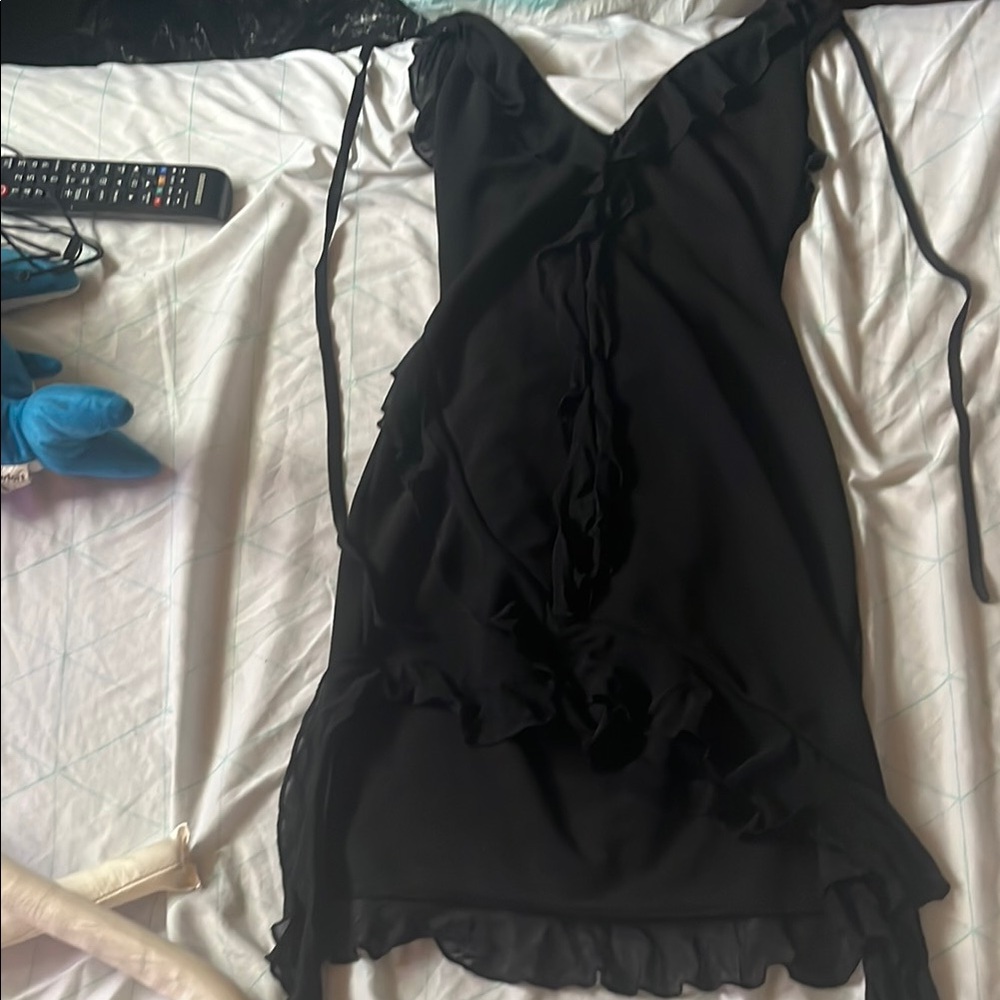 Elegant Black Ruffled Dress
